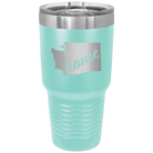 Laser etched teal 30 oz vacuum insulated tumbler with 'Washington Home' design