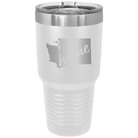 Laser etched white 30 oz vacuum insulated tumbler with 'Washington Home' design