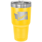 Laser etched yellow 30 oz vacuum insulated tumbler with 'Washington Home' design