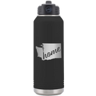 Laser etched black 32 oz vacuum insulated water bottle with 'Washington Home' design