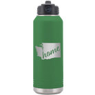Laser etched green 32 oz vacuum insulated water bottle with 'Washington Home' design