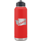 Laser etched red 32 oz vacuum insulated water bottle with 'Washington Home' design