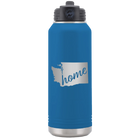 Laser etched royal blue 32 oz vacuum insulated water bottle with 'Washington Home' design
