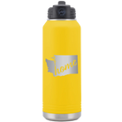 Laser etched yellow 32 oz vacuum insulated water bottle with 'Washington Home' design