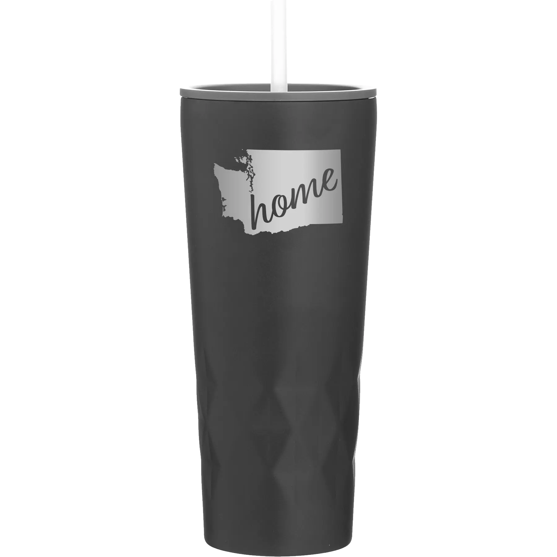 Laser etched black 20 oz vacuum insulated tumbler with 'Washington Home' design