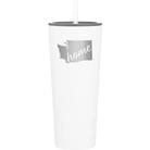 Laser etched white 20 oz vacuum insulated tumbler with 'Washington Home' design