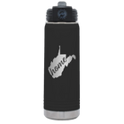 Laser etched black 20 oz vacuum insulated water bottle with 'West Virginia Home' design