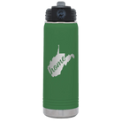 Laser etched green 20 oz vacuum insulated water bottle with 'West Virginia Home' design