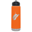 Laser etched orange 20 oz vacuum insulated water bottle with 'West Virginia Home' design