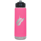 Laser etched pink 20 oz vacuum insulated water bottle with 'West Virginia Home' design