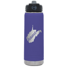 Laser etched purple 20 oz vacuum insulated water bottle with 'West Virginia Home' design