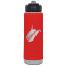 Laser etched red 20 oz vacuum insulated water bottle with 'West Virginia Home' design