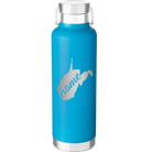 Laser etched aqua 24 oz vacuum insulated water bottle with 'West Virginia Home' design