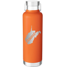 Laser etched orange 24 oz vacuum insulated water bottle with 'West Virginia Home' design