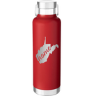 Laser etched red 24 oz vacuum insulated water bottle with 'West Virginia Home' design