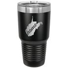 Laser etched black 30 oz vacuum insulated tumbler with 'West Virginia Home' design