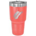 Laser etched coral 30 oz vacuum insulated tumbler with 'West Virginia Home' design