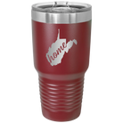 Laser etched maroon 30 oz vacuum insulated tumbler with 'West Virginia Home' design