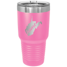 Laser etched pink 30 oz vacuum insulated tumbler with 'West Virginia Home' design