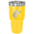 Laser etched yellow 30 oz vacuum insulated tumbler with 'West Virginia Home' design