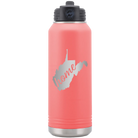 Laser etched coral 32 oz vacuum insulated water bottle with 'West Virginia Home' design