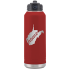 Laser etched maroon 32 oz vacuum insulated water bottle with 'West Virginia Home' design