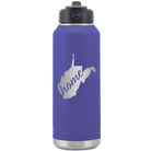 Laser etched purple 32 oz vacuum insulated water bottle with 'West Virginia Home' design