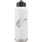 Laser etched white 32 oz vacuum insulated water bottle with 'West Virginia Home' design