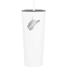 Laser etched white 20 oz vacuum insulated tumbler with 'West Virginia Home' design