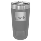 Laser etched dark gray 20 oz vacuum insulated tumbler with 'Wyoming Home' design