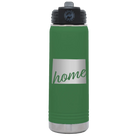 Laser etched green 20 oz vacuum insulated water bottle with 'Wyoming Home' design