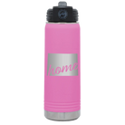 Laser etched light purple 20 oz vacuum insulated water bottle with 'Wyoming Home' design
