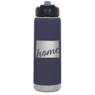 Laser etched navy 20 oz vacuum insulated water bottle with 'Wyoming Home' design