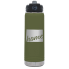 Laser etched olive green 20 oz vacuum insulated water bottle with 'Wyoming Home' design