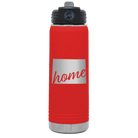 Laser etched red 20 oz vacuum insulated water bottle with 'Wyoming Home' design