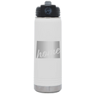 Laser etched white 20 oz vacuum insulated water bottle with 'Wyoming Home' design