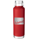 Laser etched red 24 oz vacuum insulated water bottle with 'Wyoming Home' design
