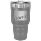 Laser etched dark gray 30 oz vacuum insulated tumbler with 'Wyoming Home' design