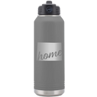 Laser etched dark gray 32 oz vacuum insulated water bottle with 'Wyoming Home' design