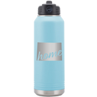 Laser etched light blue 32 oz vacuum insulated water bottle with 'Wyoming Home' design