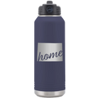 Laser etched navy 32 oz vacuum insulated water bottle with 'Wyoming Home' design