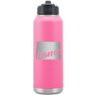 Laser etched pink 32 oz vacuum insulated water bottle with 'Wyoming Home' design
