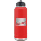 Laser etched red 32 oz vacuum insulated water bottle with 'Wyoming Home' design