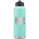 Laser etched teal 32 oz vacuum insulated water bottle with 'Wyoming Home' design