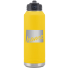 Laser etched yellow 32 oz vacuum insulated water bottle with 'Wyoming Home' design