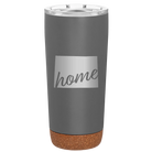 Laser etched storm gray 20 oz vacuum insulated tumbler with 'Wyoming Home' design