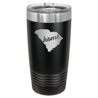Laser etched black 20 oz vacuum insulated tumbler with 'South Carolina Home' design