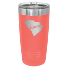 Laser etched coral 20 oz vacuum insulated tumbler with 'South Carolina Home' design