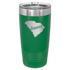 Laser etched green 20 oz vacuum insulated tumbler with 'South Carolina Home' design