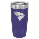 Laser etched purple 20 oz vacuum insulated tumbler with 'South Carolina Home' design